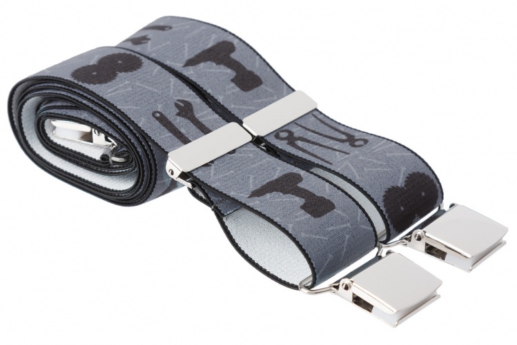 Grey Heavy Duty Trouser Braces with DIY Work Tools Gents Shop